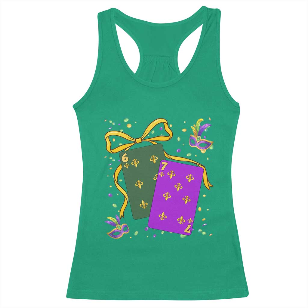 67 Mardi Gras Racerback Tank Top Funny Six Seven Playing Cards Meme TS14 Irish Green Print Your Wear