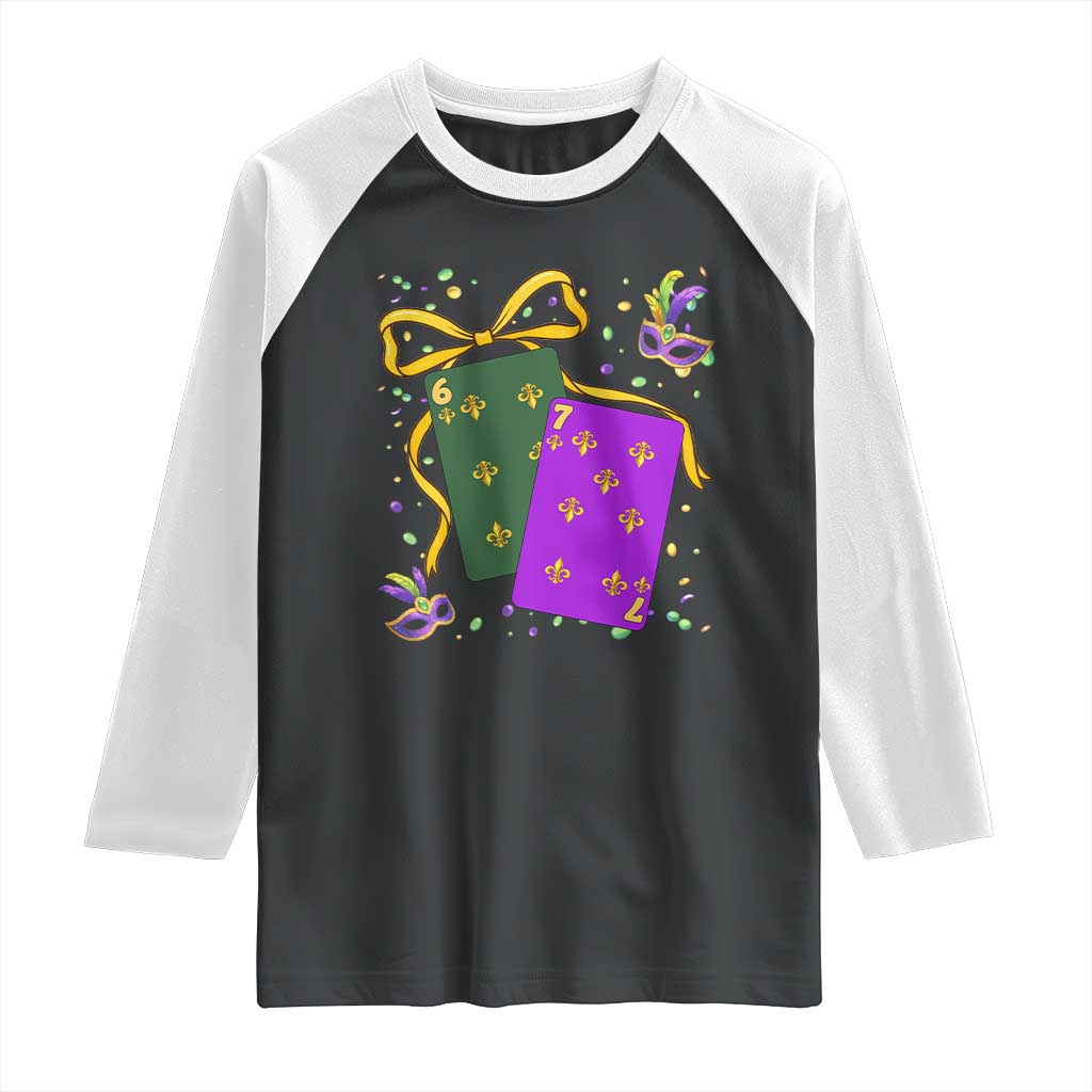 67 Mardi Gras Raglan Shirt Funny Six Seven Playing Cards Meme TS14 Black White Print Your Wear