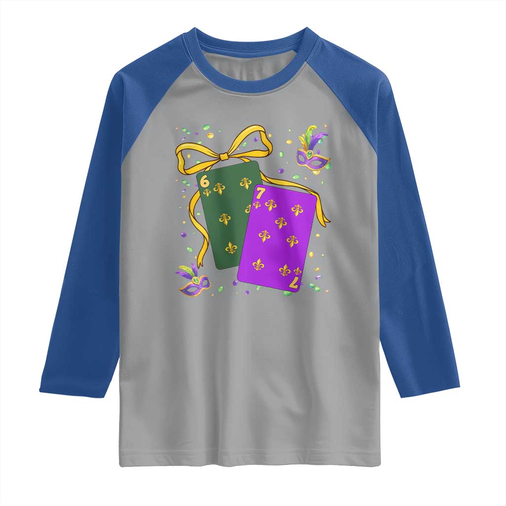67 Mardi Gras Raglan Shirt Funny Six Seven Playing Cards Meme TS14 Sport Gray Royal Print Your Wear