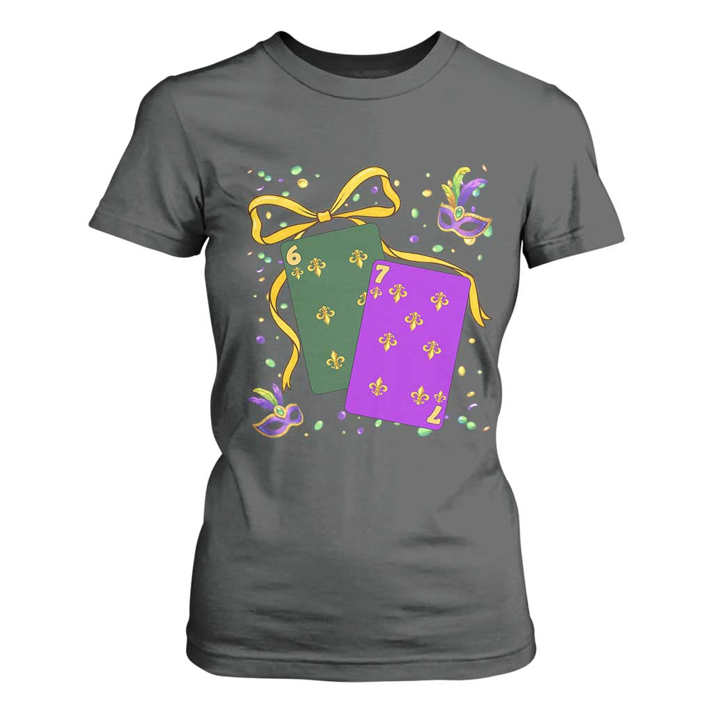 67 Mardi Gras T Shirt For Women Funny Six Seven Playing Cards Meme TS14 Dark Heather Print Your Wear