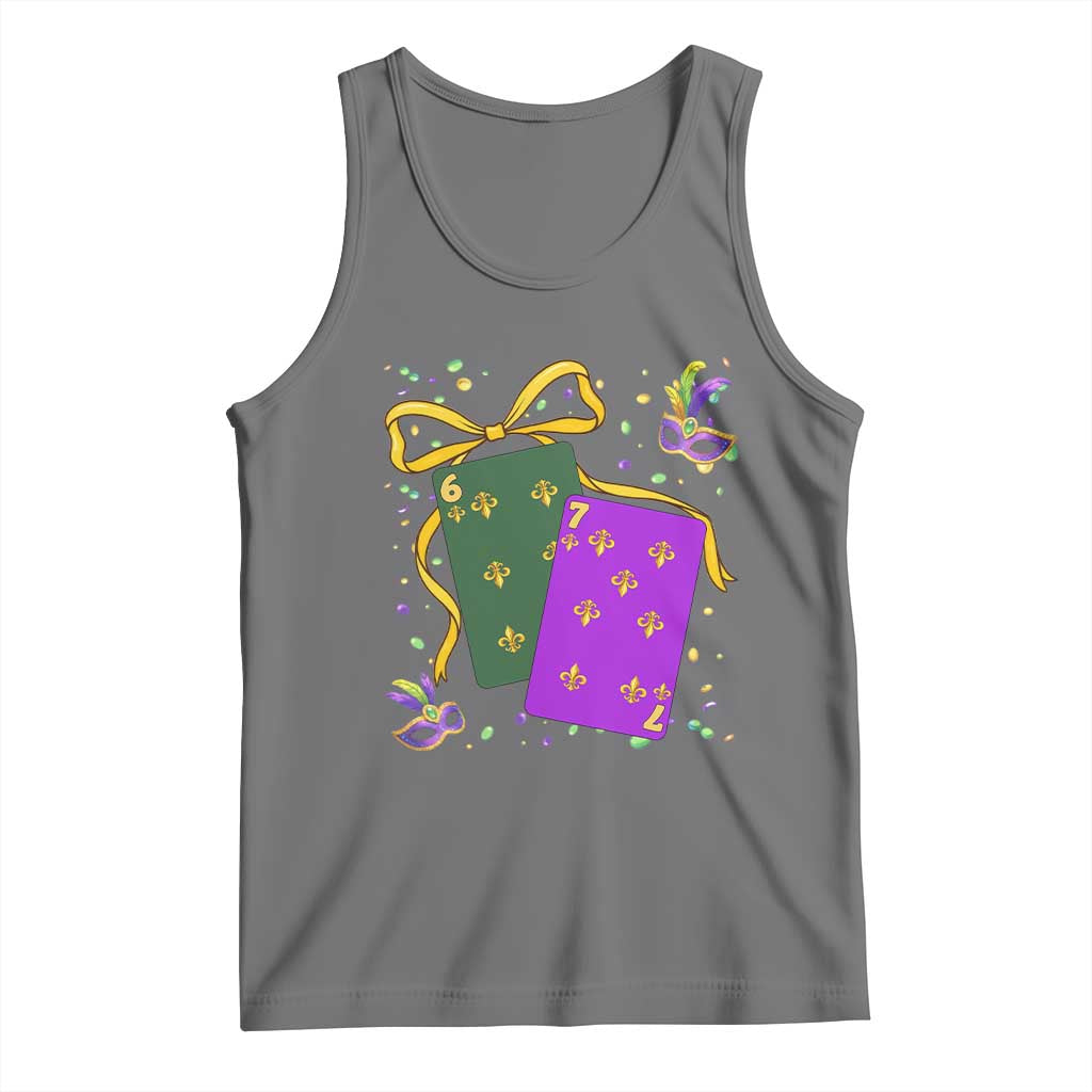 67 Mardi Gras Tank Top Funny Six Seven Playing Cards Meme TS14 Black Heather Print Your Wear
