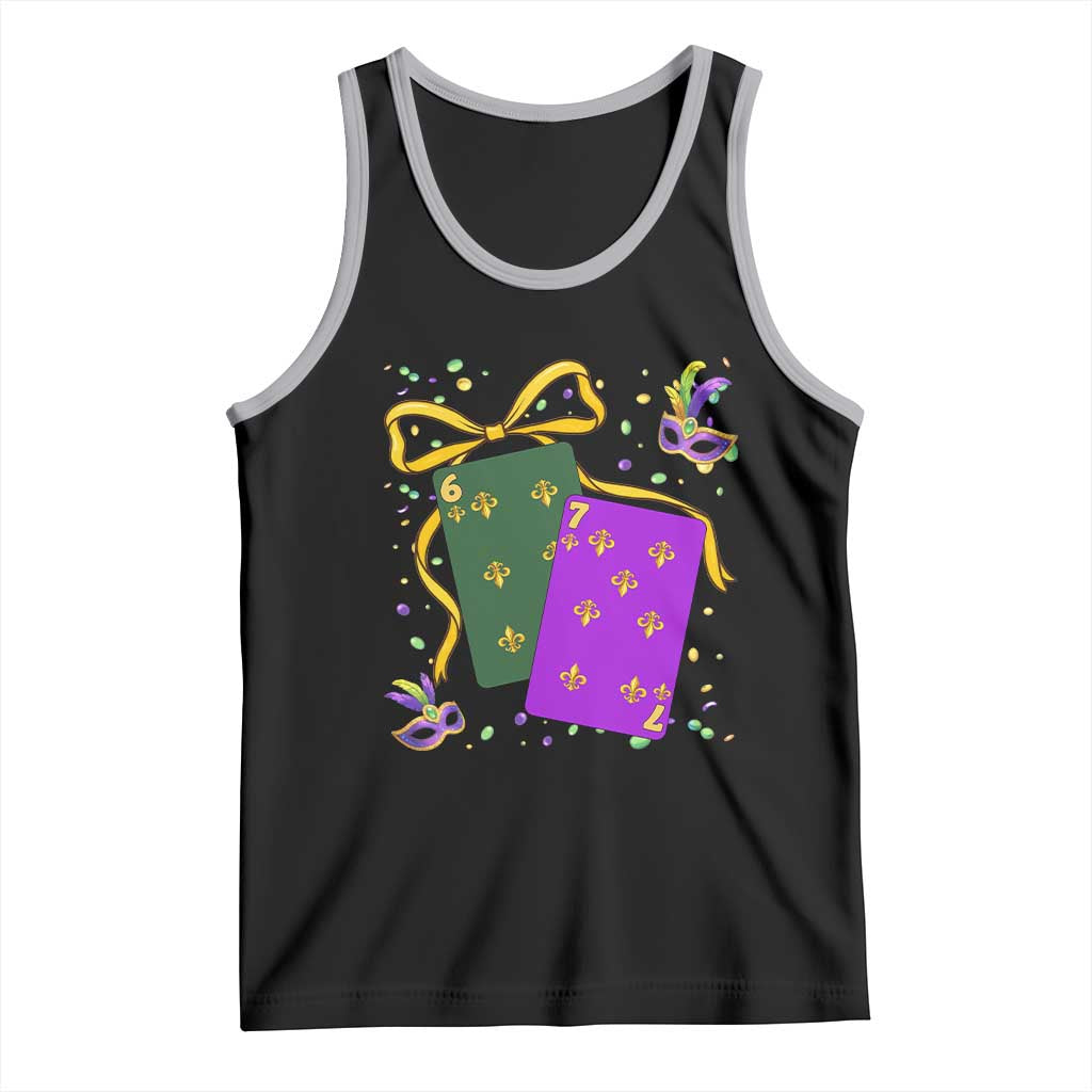 67 Mardi Gras Tank Top Funny Six Seven Playing Cards Meme TS14 Black Athletic Heather Print Your Wear