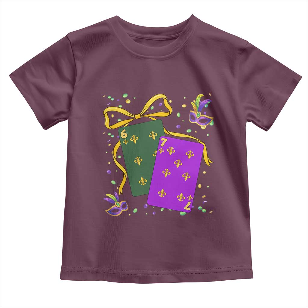 67 Mardi Gras Toddler T Shirt Funny Six Seven Playing Cards Meme TS14 Maroon Print Your Wear