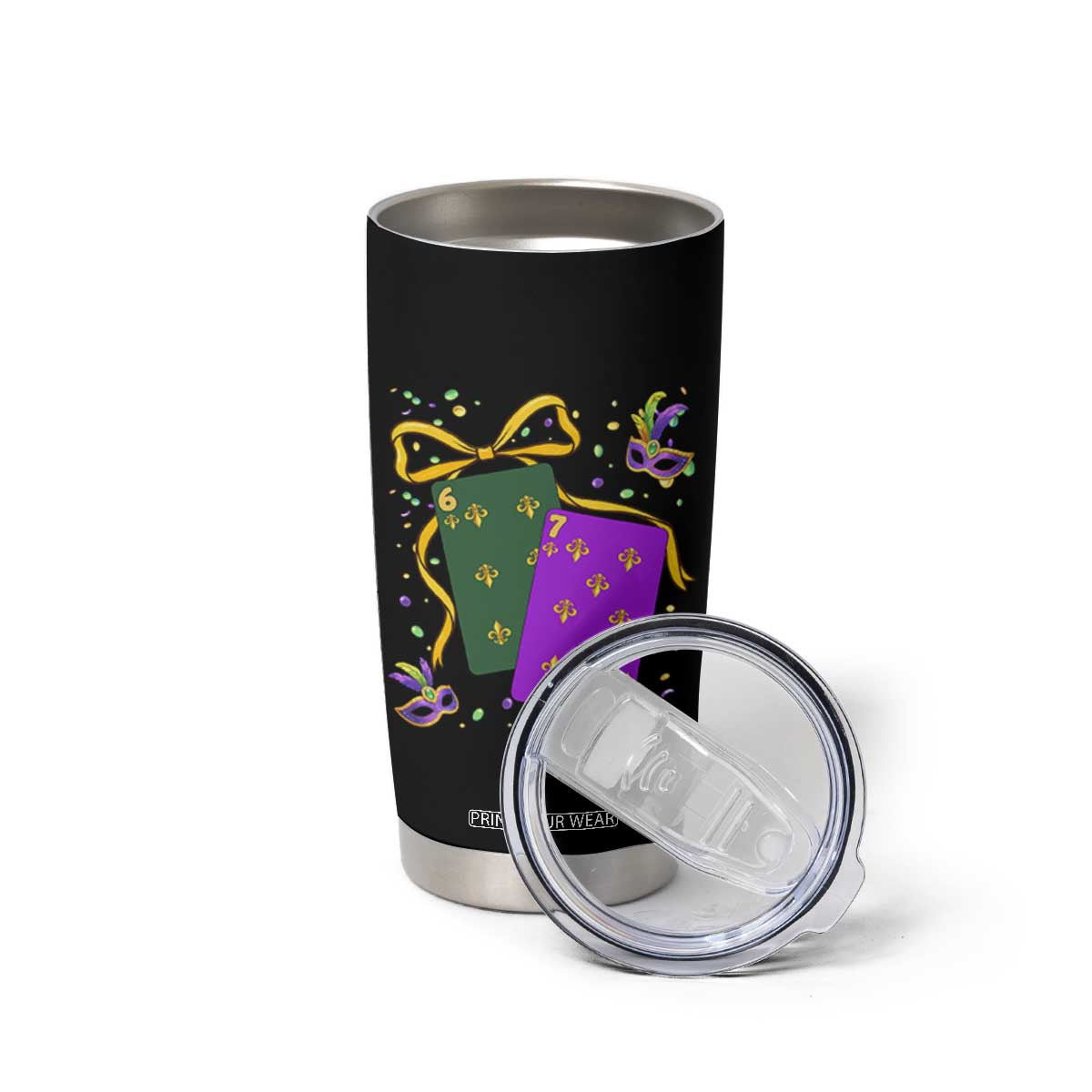 67 Mardi Gras Tumbler Cup Funny Six Seven Playing Cards Meme TS14 Print Your Wear