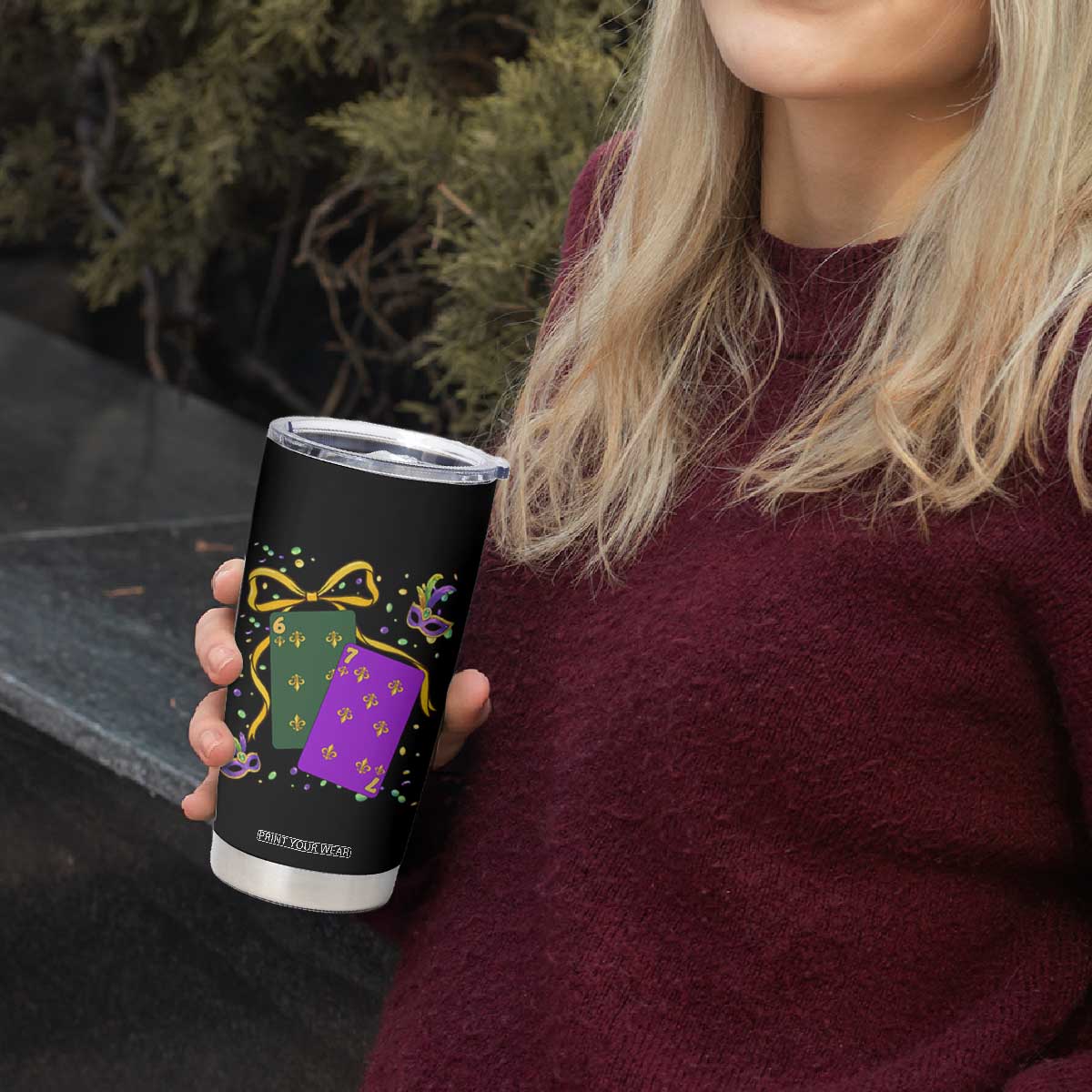 67 Mardi Gras Tumbler Cup Funny Six Seven Playing Cards Meme TS14 Print Your Wear