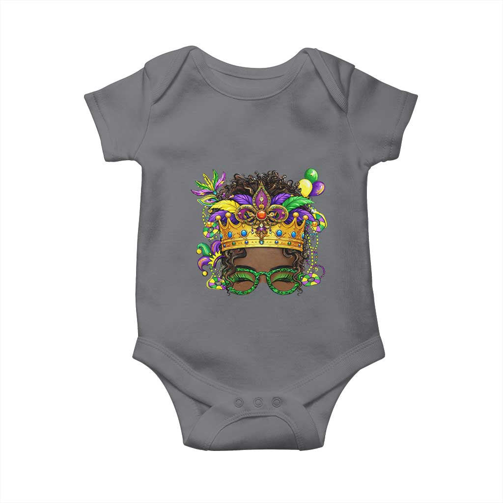 Mardi Gras Queen Baby Onesie Messy Pun Carnival Party TS14 Charcoal Print Your Wear