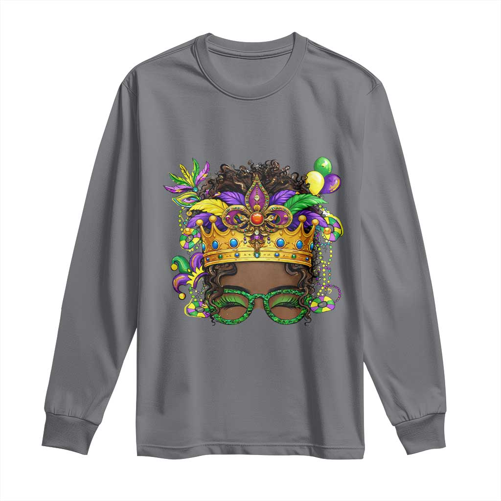 Mardi Gras Queen Long Sleeve Shirt Messy Pun Carnival Party TS14 Charcoal Print Your Wear