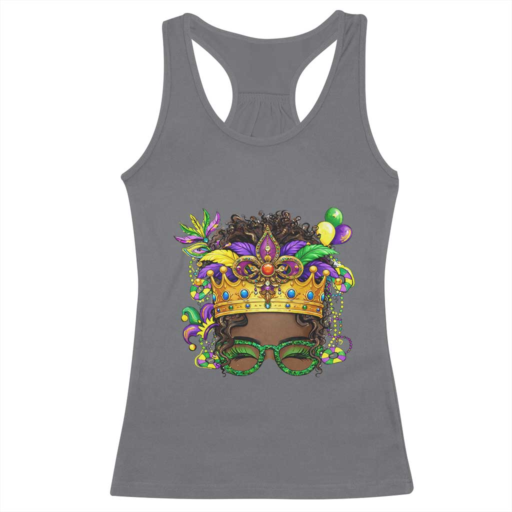 Mardi Gras Queen Racerback Tank Top Messy Pun Carnival Party TS14 Charcoal Print Your Wear