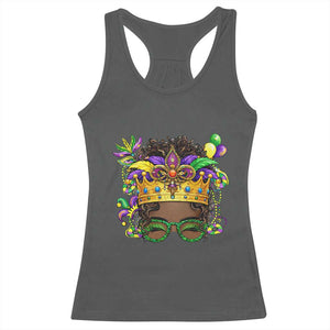 Mardi Gras Queen Racerback Tank Top Messy Pun Carnival Party TS14 Dark Heather Print Your Wear
