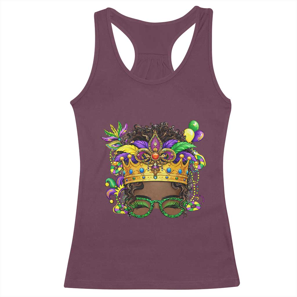Mardi Gras Queen Racerback Tank Top Messy Pun Carnival Party TS14 Maroon Print Your Wear
