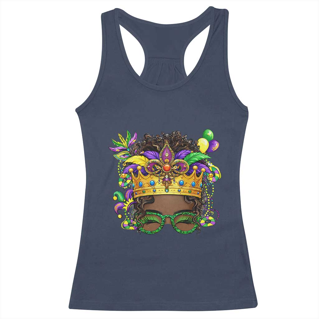 Mardi Gras Queen Racerback Tank Top Messy Pun Carnival Party TS14 Navy Print Your Wear