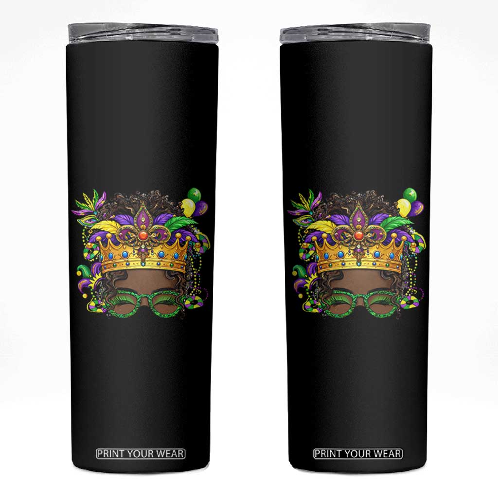 Mardi Gras Queen Skinny Tumbler Messy Pun Carnival Party TS14 Black Print Your Wear