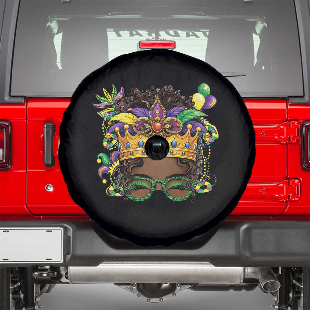 Mardi Gras Queen Spare Tire Cover Messy Pun Carnival Party TS14 Black Print Your Wear