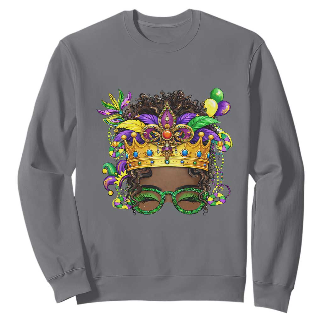 Mardi Gras Queen Sweatshirt Messy Pun Carnival Party TS14 Charcoal Print Your Wear