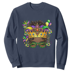 Mardi Gras Queen Sweatshirt Messy Pun Carnival Party TS14 Navy Print Your Wear