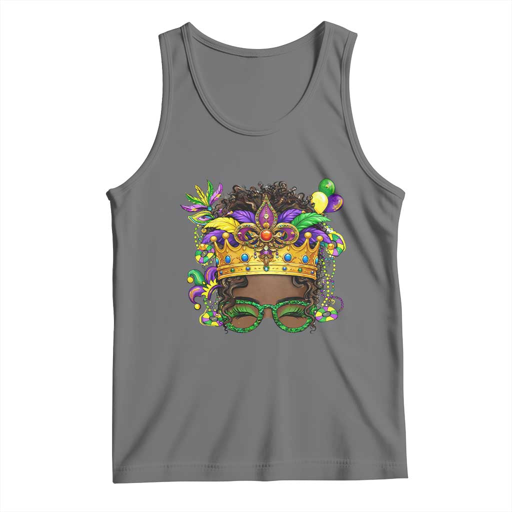 Mardi Gras Queen Tank Top Messy Pun Carnival Party TS14 Black Heather Print Your Wear