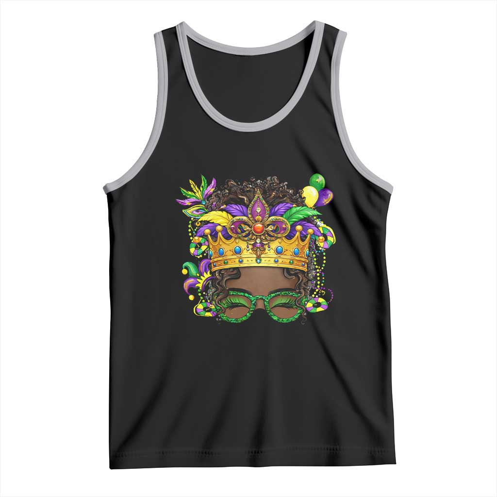 Mardi Gras Queen Tank Top Messy Pun Carnival Party TS14 Black Athletic Heather Print Your Wear