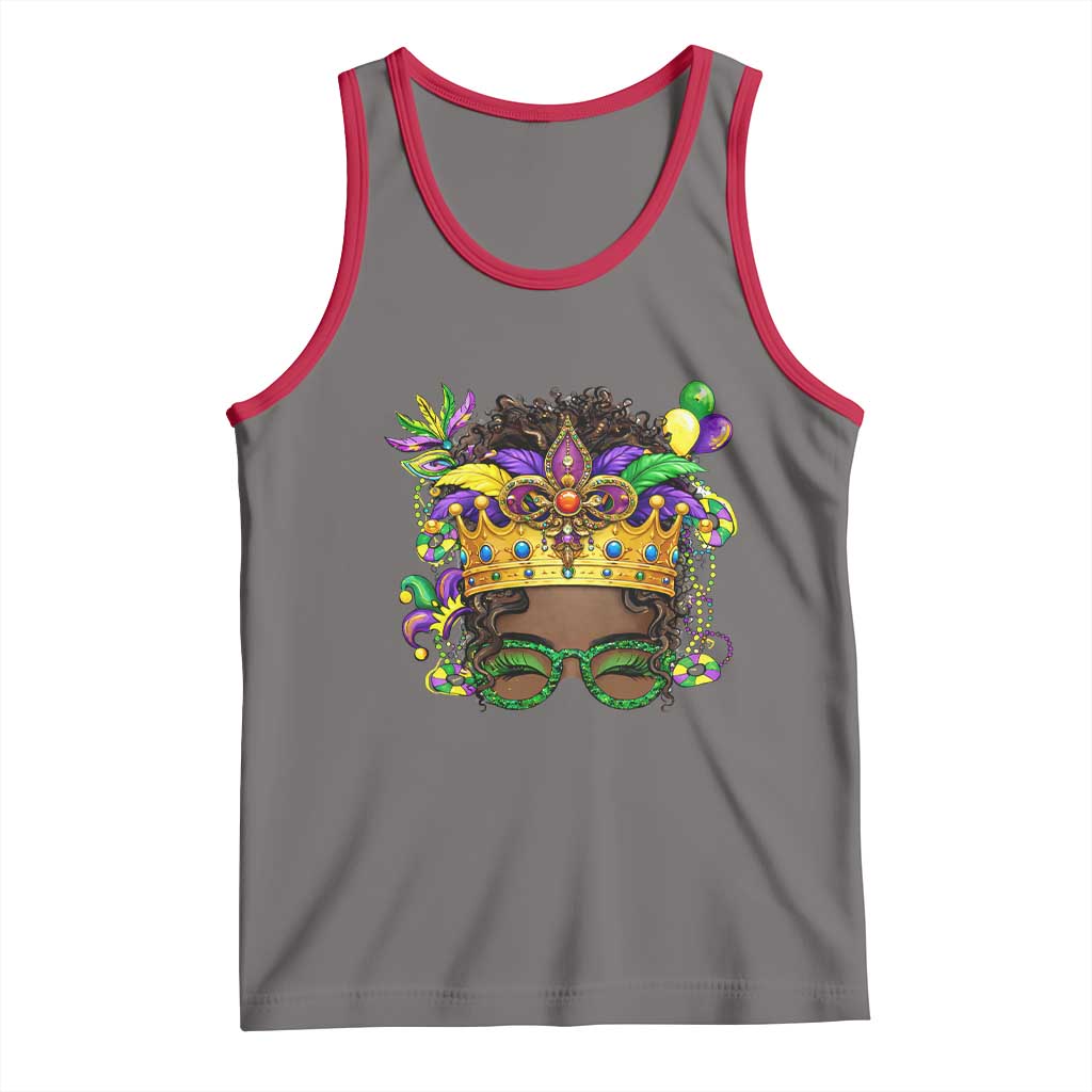 Mardi Gras Queen Tank Top Messy Pun Carnival Party TS14 Deep Heather Red Print Your Wear