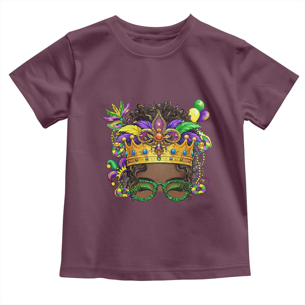 Mardi Gras Queen Toddler T Shirt Messy Pun Carnival Party TS14 Maroon Print Your Wear
