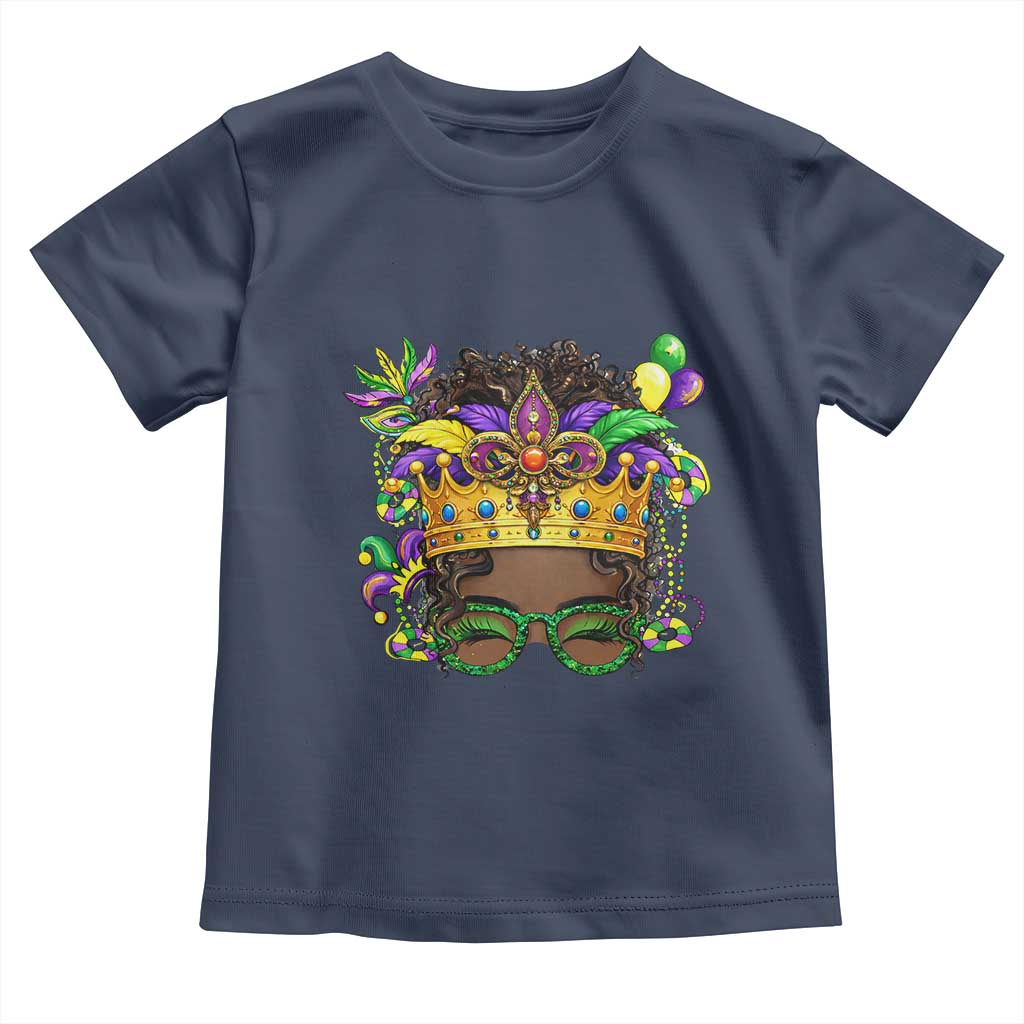 Mardi Gras Queen Toddler T Shirt Messy Pun Carnival Party TS14 Navy Print Your Wear
