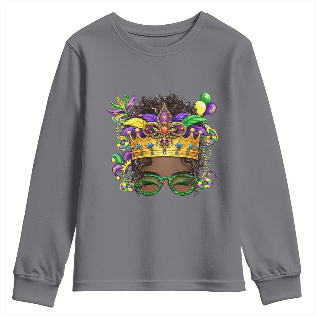 Mardi Gras Queen Youth Sweatshirt Messy Pun Carnival Party TS14 Charcoal Print Your Wear