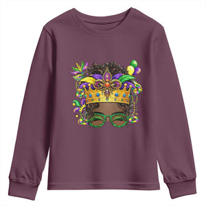 Mardi Gras Queen Youth Sweatshirt Messy Pun Carnival Party TS14 Maroon Print Your Wear