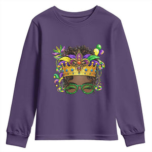 Mardi Gras Queen Youth Sweatshirt Messy Pun Carnival Party TS14 Purple Print Your Wear