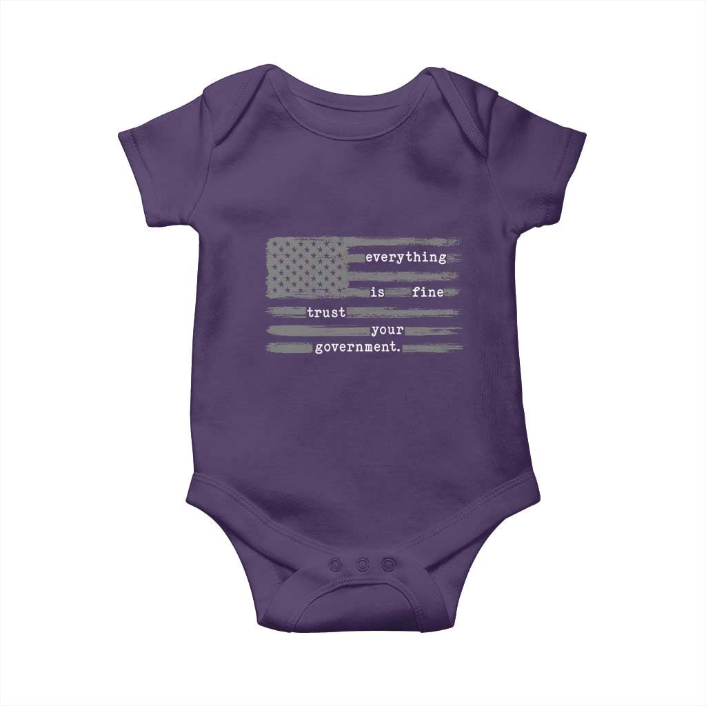 Everything is Fine Trust Your Government Baby Onesie Funny Political Sarcastic American Flag TS14 Purple Print Your Wear