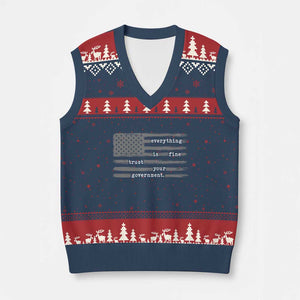 Everything is Fine Trust Your Government V-Neck Knit Sweater Vest Funny Political Sarcastic American Flag TS14 Navy Red Print Your Wear