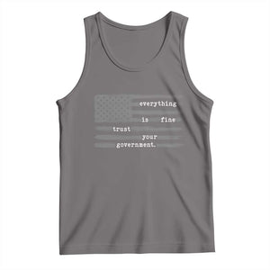 Everything is Fine Trust Your Government Tank Top Funny Political Sarcastic American Flag TS14 Deep Heather Print Your Wear