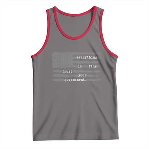 Everything is Fine Trust Your Government Tank Top Funny Political Sarcastic American Flag TS14 Deep Heather Red Print Your Wear