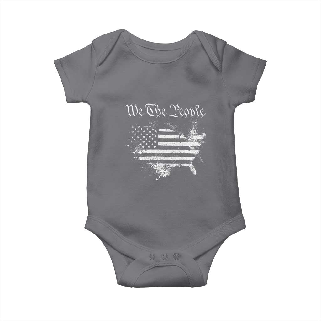We The People Baby Onesie Vintage Grunge American Flag 4th of July 1776 TS14 Charcoal Print Your Wear