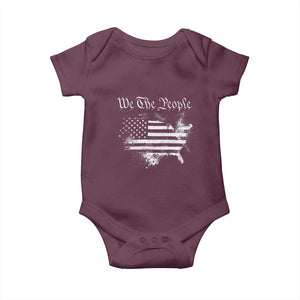 We The People Baby Onesie Vintage Grunge American Flag 4th of July 1776 TS14 Maroon Print Your Wear