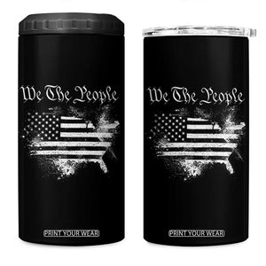 We The People 4 in 1 Can Cooler Tumbler Vintage Grunge American Flag 4th of July 1776 TS14 One Size: 16 oz Black Print Your Wear