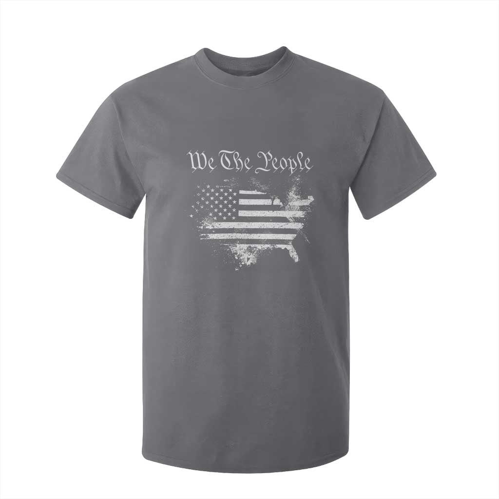 We The People T Shirt For Kid Vintage Grunge American Flag 4th of July 1776 TS14 Charcoal Print Your Wear