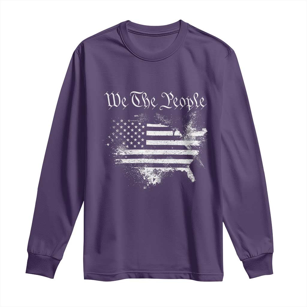 We The People Long Sleeve Shirt Vintage Grunge American Flag 4th of July 1776 TS14 Purple Print Your Wear
