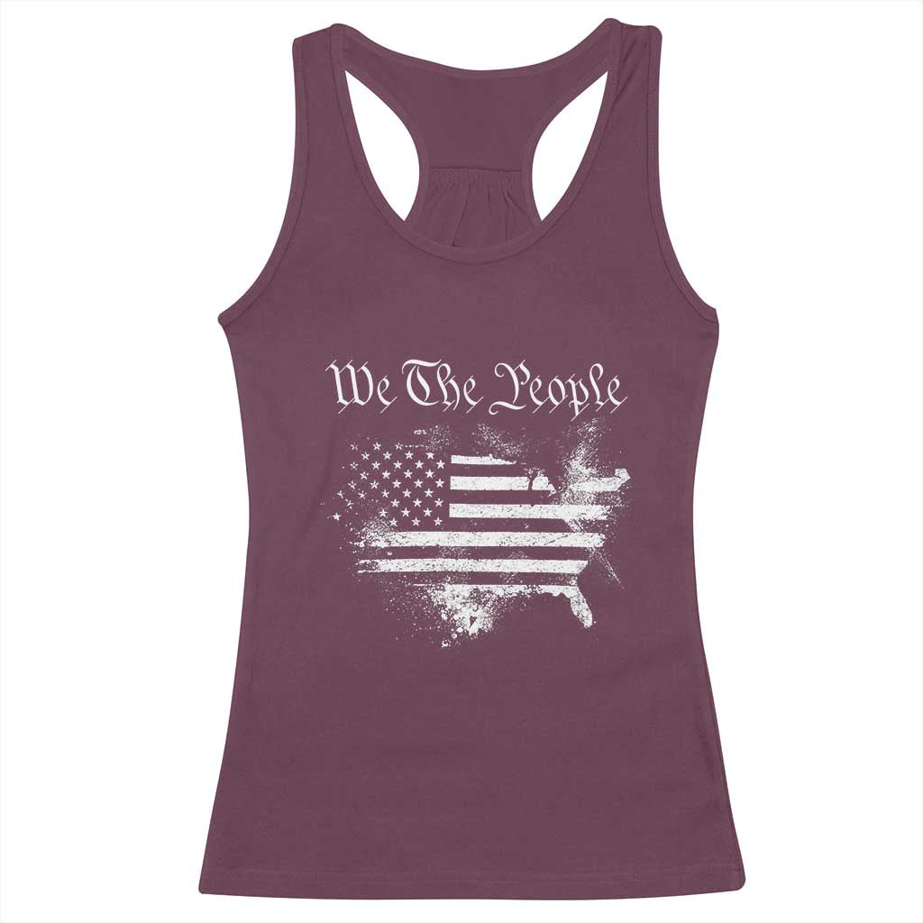 We The People Racerback Tank Top Vintage Grunge American Flag 4th of July 1776 TS14 Maroon Print Your Wear