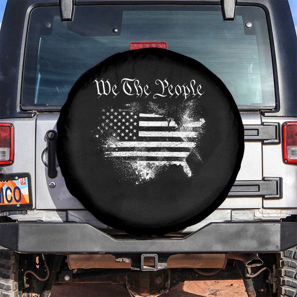 We The People Spare Tire Cover Vintage Grunge American Flag 4th of July 1776 TS14 No hole Black Print Your Wear