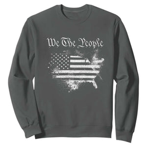 We The People Sweatshirt Vintage Grunge American Flag 4th of July 1776 TS14 Dark Heather Print Your Wear