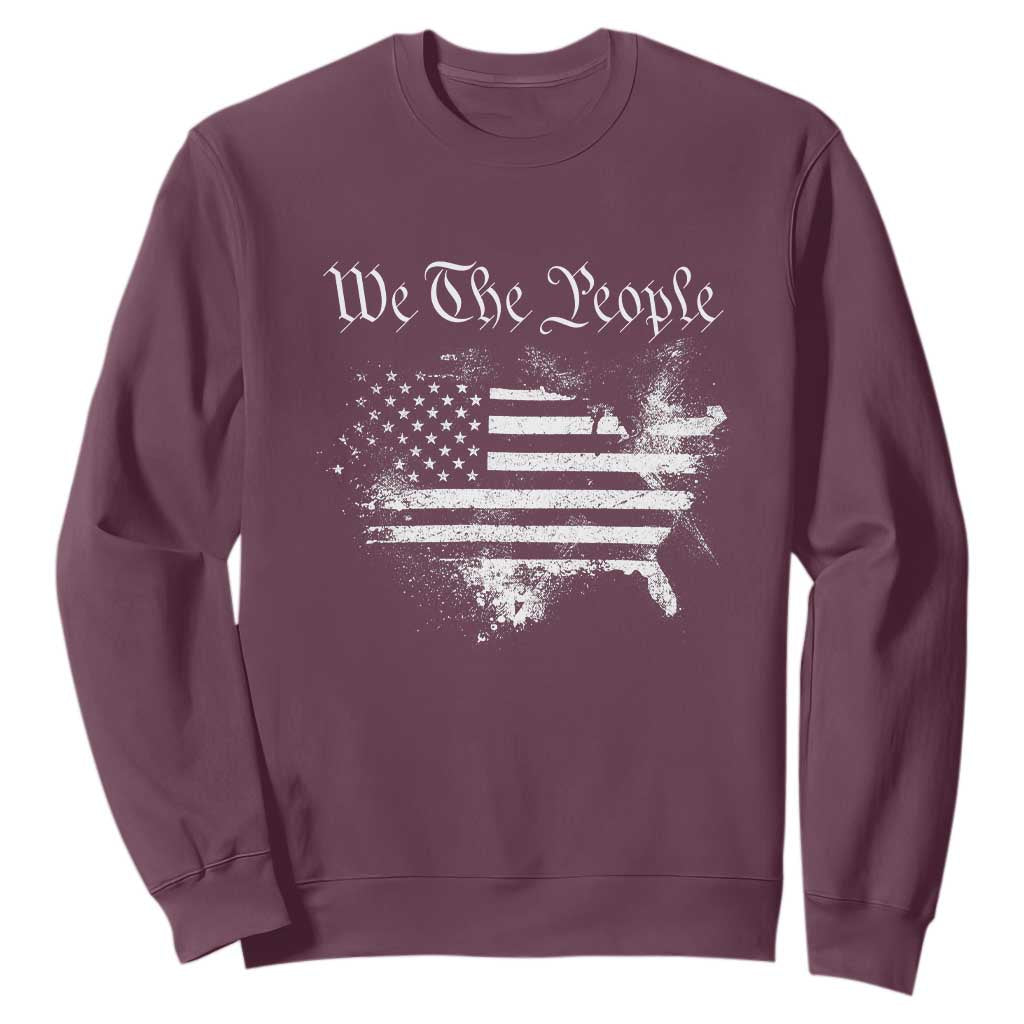 We The People Sweatshirt Vintage Grunge American Flag 4th of July 1776 TS14 Maroon Print Your Wear