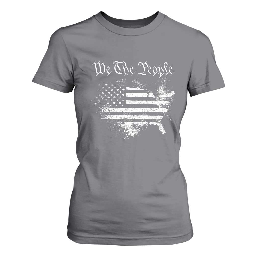 We The People T Shirt For Women Vintage Grunge American Flag 4th of July 1776 TS14 Charcoal Print Your Wear