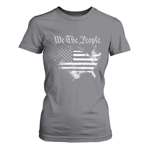 We The People T Shirt For Women Vintage Grunge American Flag 4th of July 1776 TS14 Charcoal Print Your Wear