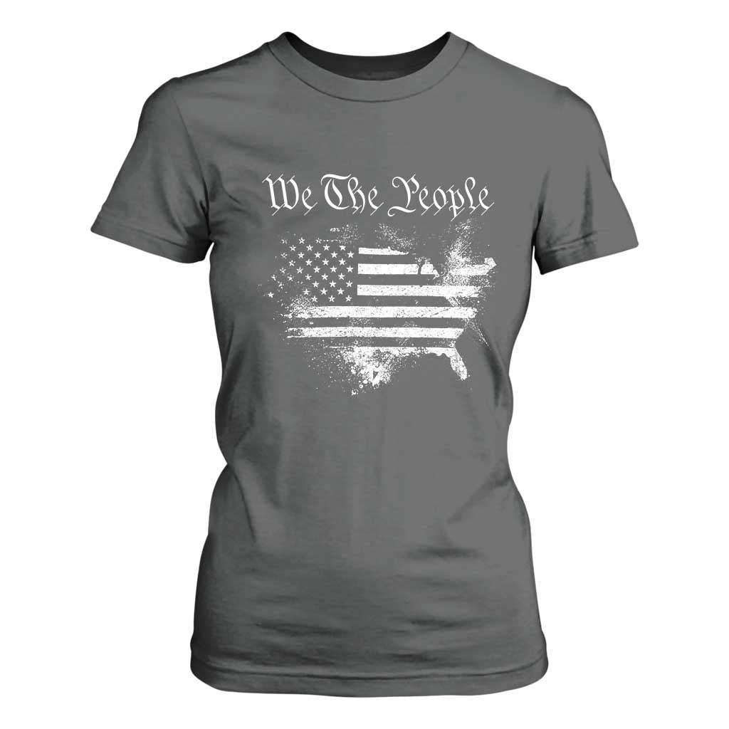 We The People T Shirt For Women Vintage Grunge American Flag 4th of July 1776 TS14 Dark Heather Print Your Wear