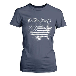 We The People T Shirt For Women Vintage Grunge American Flag 4th of July 1776 TS14 Navy Print Your Wear