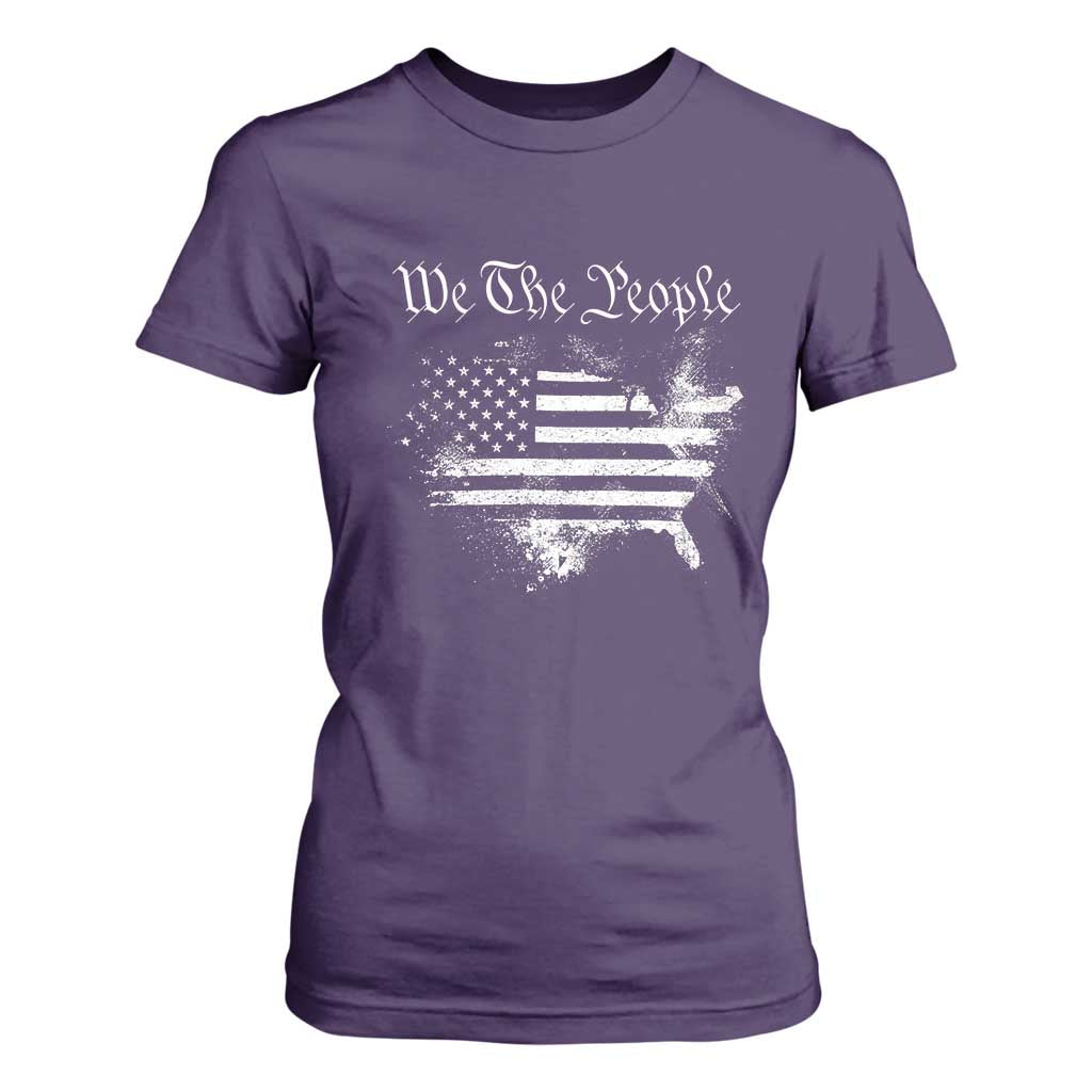 We The People T Shirt For Women Vintage Grunge American Flag 4th of July 1776 TS14 Purple Print Your Wear