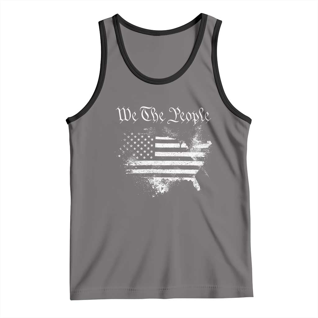 We The People Tank Top Vintage Grunge American Flag 4th of July 1776 TS14 Deep Heather Black Print Your Wear