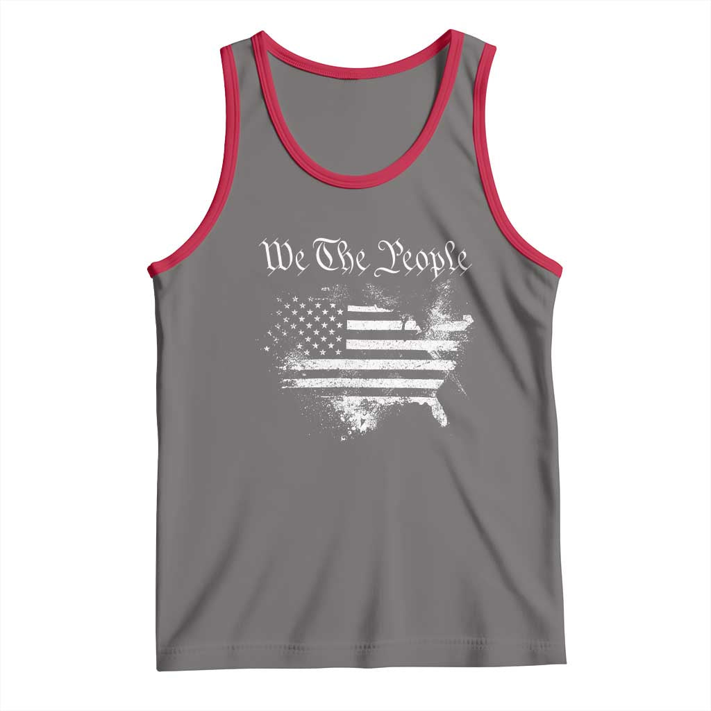 We The People Tank Top Vintage Grunge American Flag 4th of July 1776 TS14 Deep Heather Red Print Your Wear
