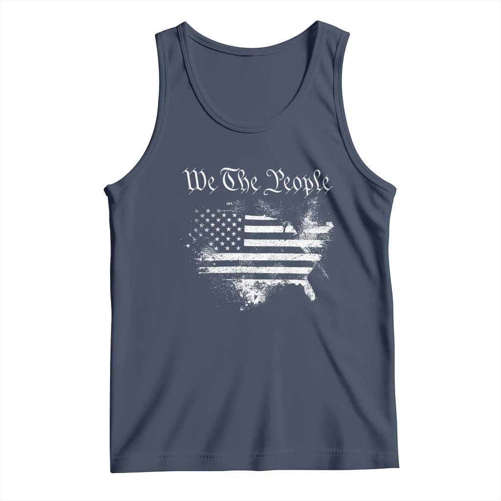 We The People Tank Top Vintage Grunge American Flag 4th of July 1776 TS14 Navy Print Your Wear