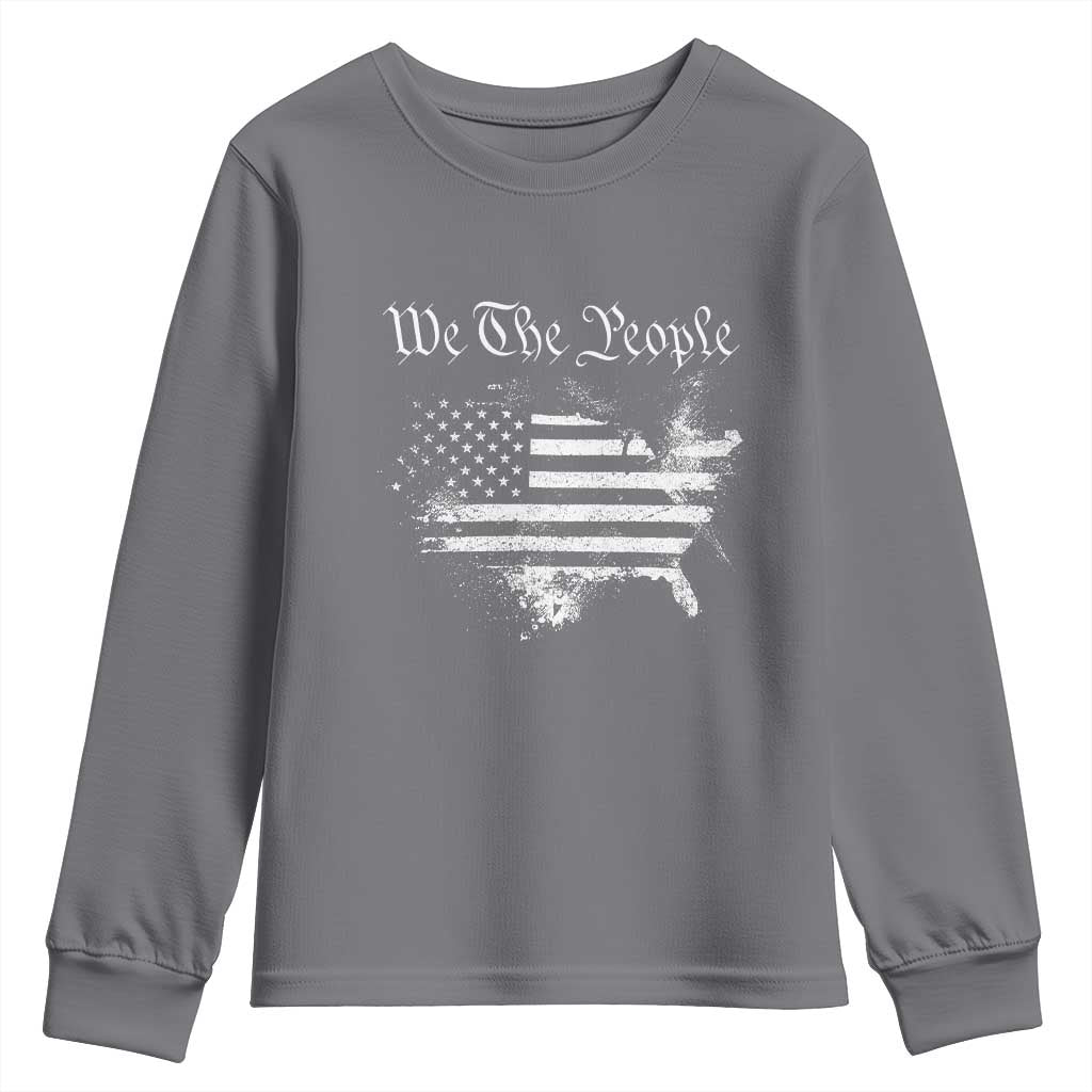 We The People Youth Sweatshirt Vintage Grunge American Flag 4th of July 1776 TS14 Charcoal Print Your Wear