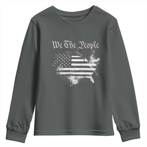 We The People Youth Sweatshirt Vintage Grunge American Flag 4th of July 1776 TS14 Dark Heather Print Your Wear